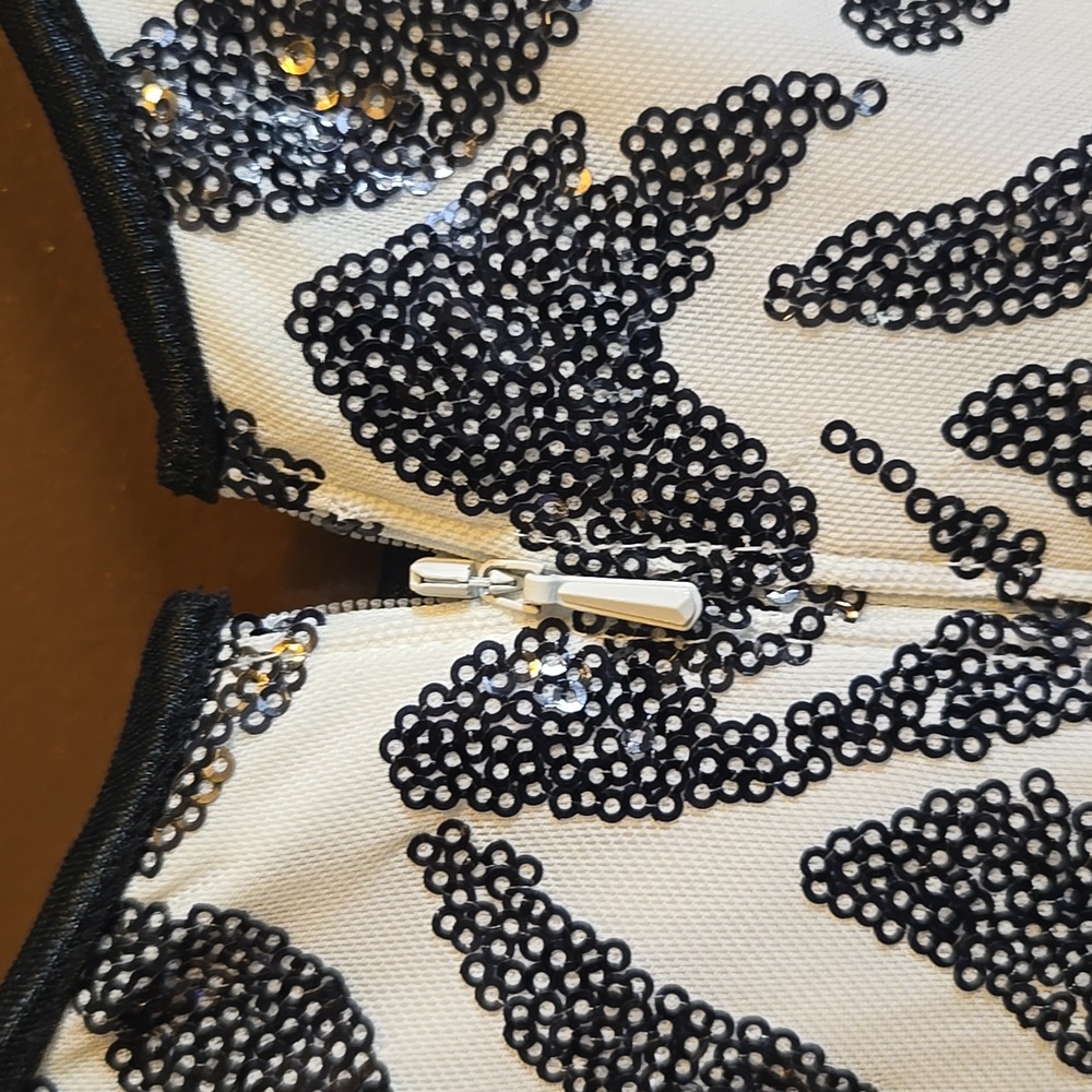 Sho-Blk/white sequin zebra print sleeveless dress Size S NWT. - Picture 8 of 9